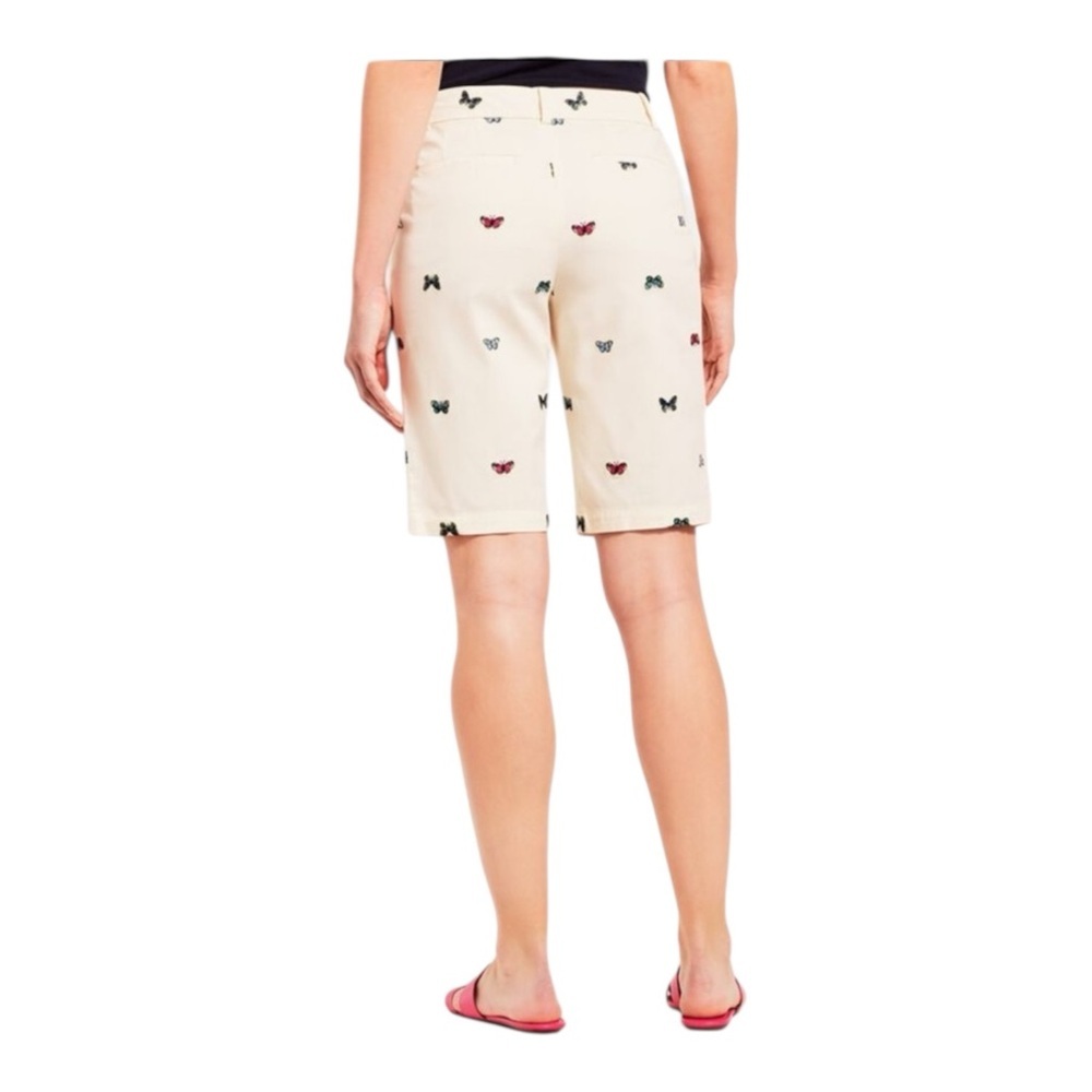Talbots Cream Women's Bermudas with Butterfly Embroidery NWT Size 14 - Picture 3 of 8